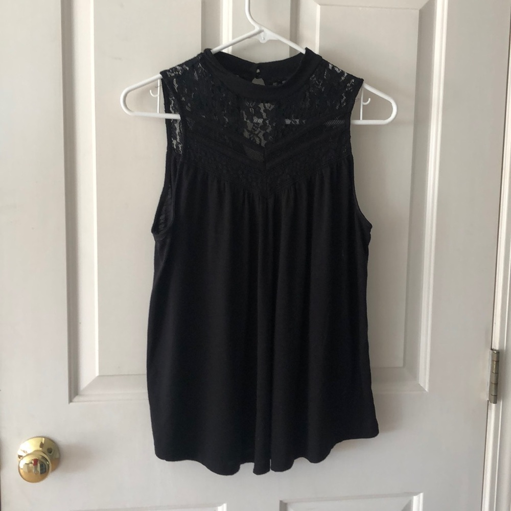 Black lace tank-top